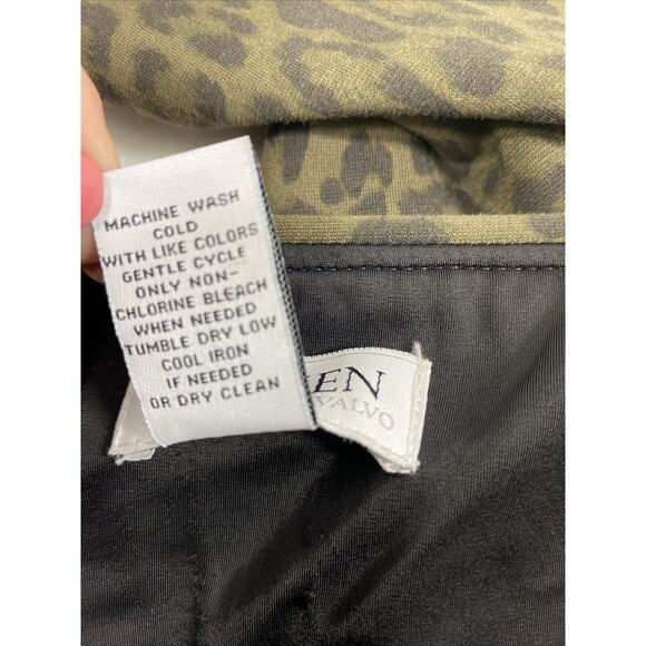 Carmen Animal Print Pants Womens Medium Green Black Stretch Tummy Control Slacks - Picture 4 of 10